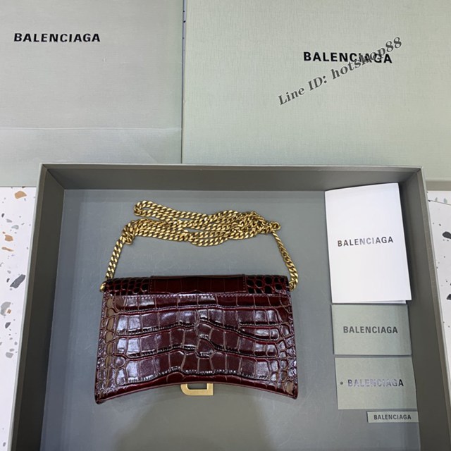 Balenciaga專櫃爆款鱷魚紋迷你女士肩背包 巴黎世家沙漏鏈條斜挎包 fyj1875